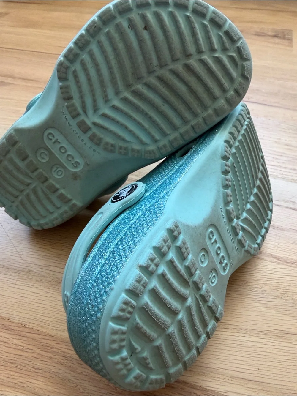 CROCS Kids Glitter Clog - Aqua Blue girls size 10